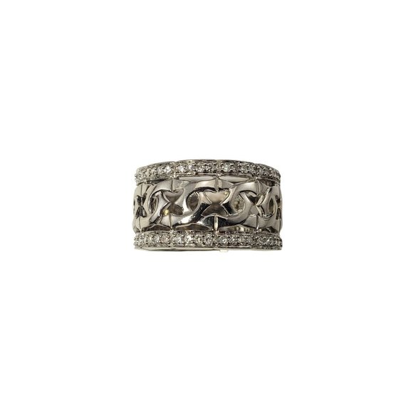 Vintage 14 Karat White Gold and Diamond Band Ring Size 8.25 #11976 - Picture 1 of 9